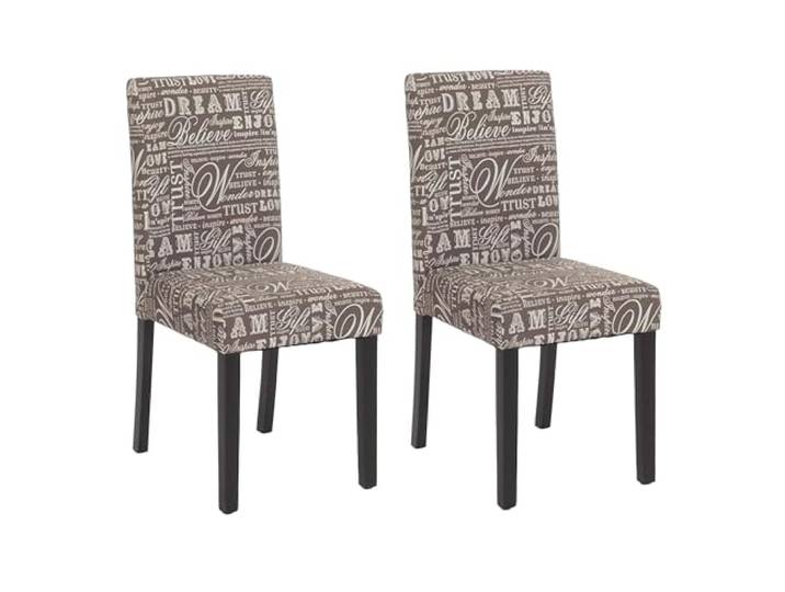 CHEFGASTRO 2er-Set Esszimmerstuhl Stuhl Küchenstuhl klassisch und zeitlos HxBxT 90x43x56cm Sitzhöhe 45cm Textil mit Schriftzug dunkle Beine Grau