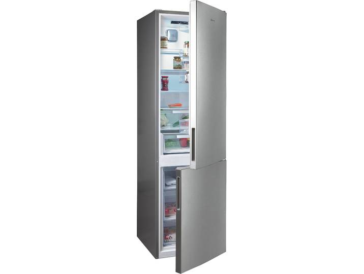 BAUKNECHT Kühl-/Gefrierkombination KGDNF 203 B , Energieeffizienz: B, silber (edelstahloptik), Rechtsanschlag, Kühlschränke, Dual Cool NoFrost: Zwei Kühlkreisläufe für länger frische Lebensmittel, Kühl-/Gefrierkombination