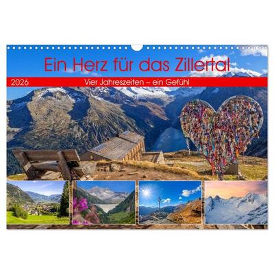 Ein Herz für das Zillertal (Wandkalender 2026 DIN A3 quer), CALVENDO Monatskalender