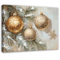 LEINWANDBILD Weihnachtsbaum Weihnachtskugeln Beige 100x70 cm