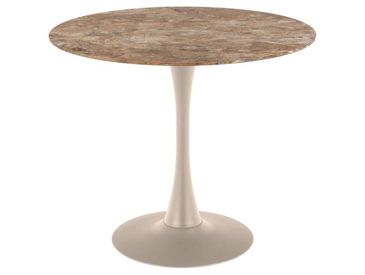 Esstisch ACTONA GROUP Malta , braun (braun aberta, grau, braun aberta), B:90cm H:75cm T:90cm, Tische, Esstisch, Keramik-Tischplatte, Trompetenfuss, Küchentisch rund, Ø 90 cm, 3 Farben