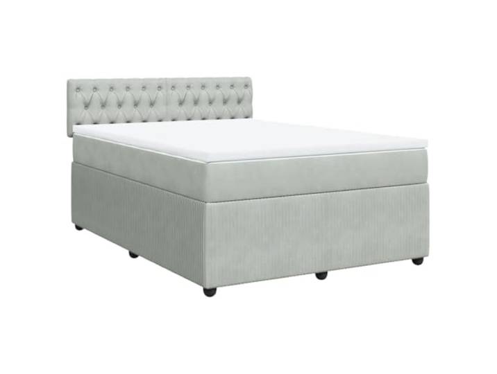 vidaXL Boxspringbett mit Matratze Hellgrau 140x200 cm Samt