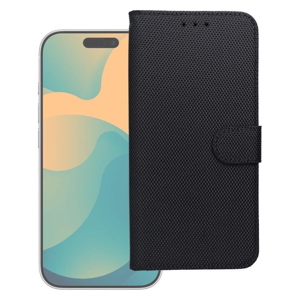 OEM Buchhülle, Klapphülle für iPhone 17 PRO / 18 PRO, 4 Karten, RFID-Diebstahlschutz, Stoff, schwarz (Apple iPhone 17 Pro) (74674357)