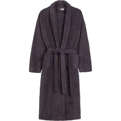 Unisex-Bademantel HIP "Hip Bathrobe uni - Blue" Gr. XS, grau (anthrazit), L:113cm, Walkfrottee, Hausmäntel, Schalkragen, Gürtel, Taschen, Baumwolle, Frottee, Weich