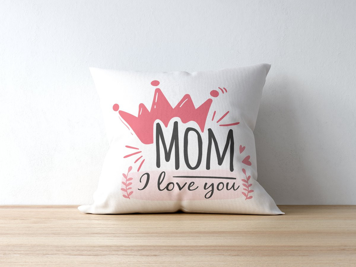 Sierkussen Mom I Love You - Wit - 40 x 40 cm