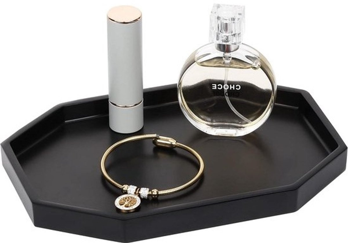 Decoratieve Octagon Sieraden schaal van Hars voor in de Badkamer - Zwart