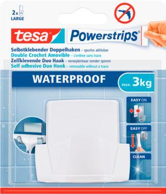 tesa Powerstrips Duohaken Wave, für Feuchträume, für Gegenstände bis 3 kg, 1 Stück