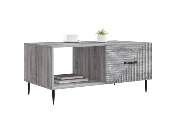KTHLBRH Couchtisch Grau Sonoma 90 x 50 x 40 cm Technisches Holz, Metallbeine, 2 Türen, Industrie-Stil, einfache Reinigung