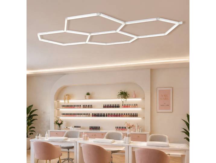Deckenleuchte Honeycomb 164 x 2 x 236cm Silber Kunststoffart: PVC Material: Kunststoff Nicht austauschbare LEDs LED-Platine