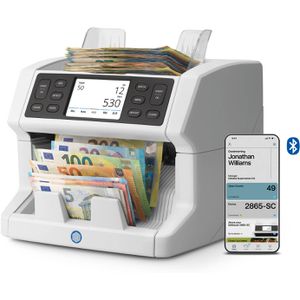 Safescan Geldscheinzähler 2865-SC, 9-fach Prüfung mit CIS, Wertzähler mit gemischter Eingabe, 1200 Noten/Minute app-fähig