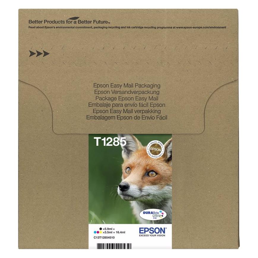 Epson T1285 Easy Mail Packaging - 4er-Pack - Schwarz, Gelb, Cyan, Magenta (BK, C, M, Y) (C13T12854510)
