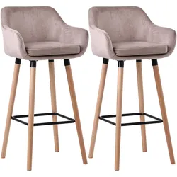 CLP 2er Set Barhocker Grant Samt   Farbe: hellgrau