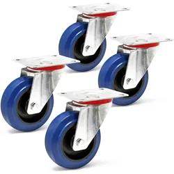 Wiltec, Möbelrollen, Lenkrollen Set 4x Transportrolle o. Bremse 100mm Möbelrolle 160kg