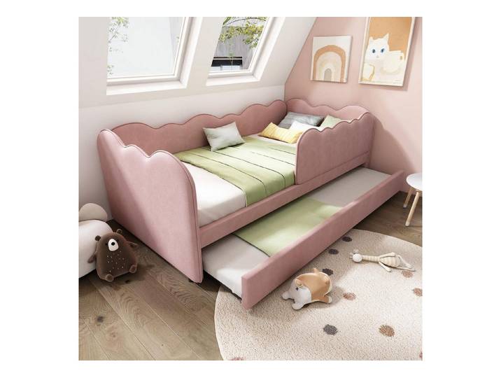LuxusKollektion Polsterbett Polsterbett Daybett 90x190cm Rosa Samt