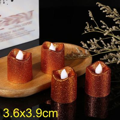 Uplift Treasures Glitter Flameless LED Tea Light Candles Multi Color Wave Design orange 3pcs