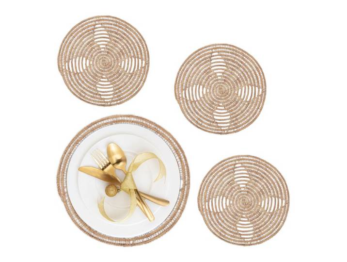 Relaxdays Palmenfaser Tischset 4-teilig