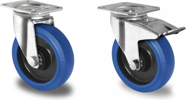Set CASCOO Lenkrolle ø 100 mm Serie R4E1 Kugellager + CASCOO Lenkrolle mit Totalfeststeller ø 100 mm Serie R4E1 Kugellager