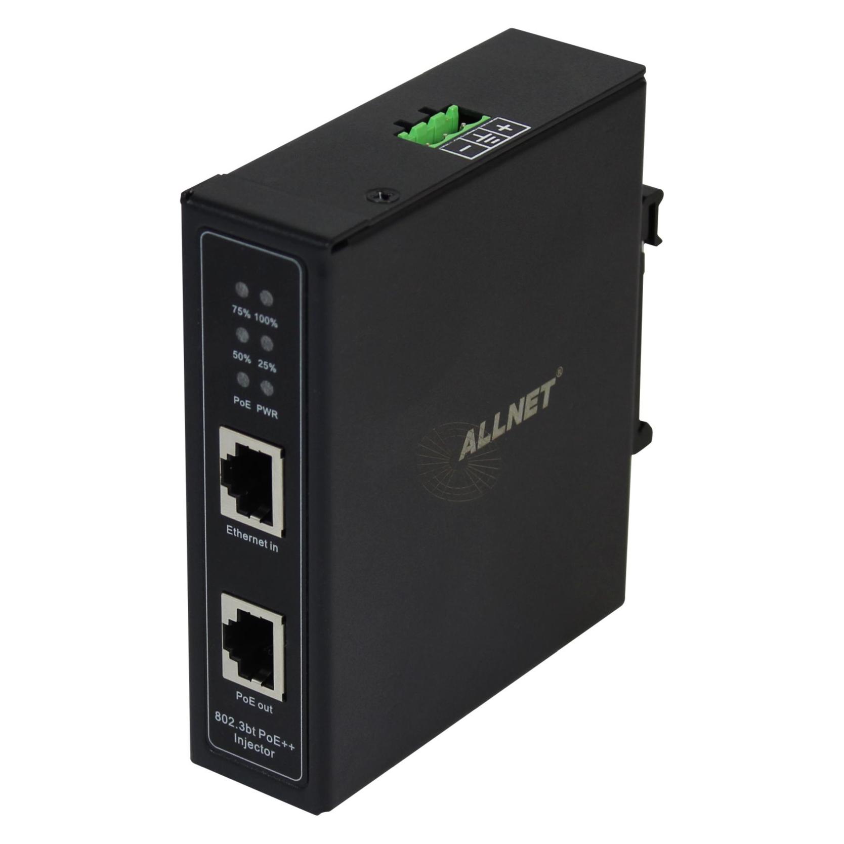 Allnet PoE Injektor Industrial Gigabit / PoE BT (15,4W/30W/90W) / DIN / Metallgehäuse / "ALL-PI2014 (802.3af (PoE), 802.3at (PoE+), 802.3bt (PoE++), 90 W) (ALL-PI2014-I-BT90)
