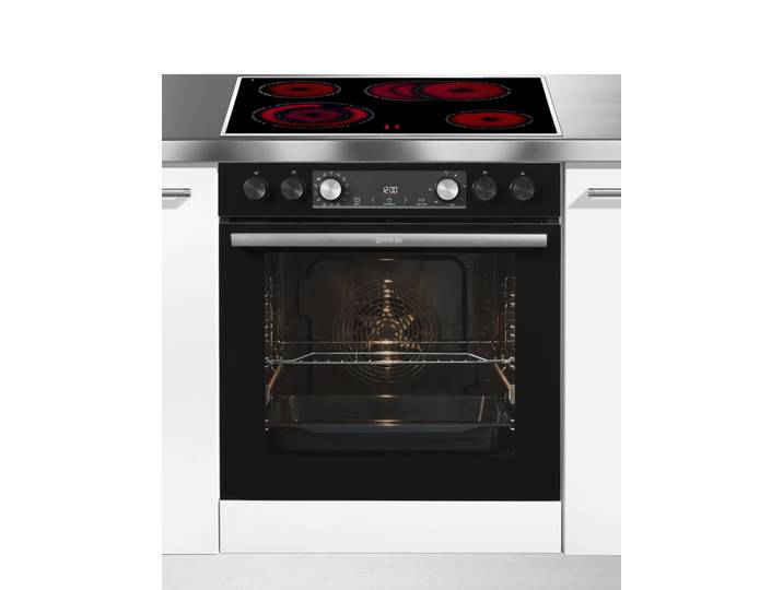 GORENJE Elektro-Herd-Set Black Set 4 , Energieeffizienz: A, schwarz, Herdsets, 300 C Pizzafunktion. Pizza wie aus dem Steinofen, Elektro-Herd-Set