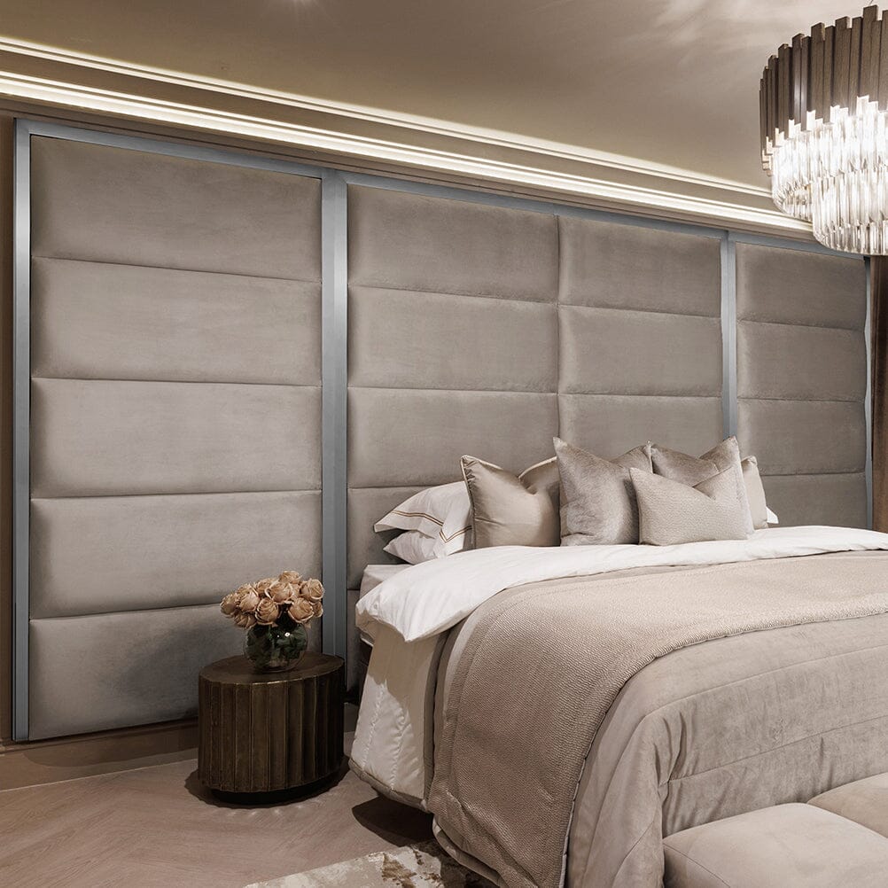 Praline Luxury Velvet & Silver Chocolate Box Headboard with Wings, Emperor / Emperor