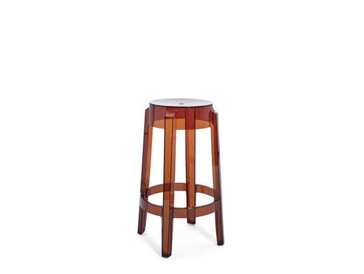Kartell Charles Ghost, Hocker, 2-er Satz, H 65 cm, Bernstein