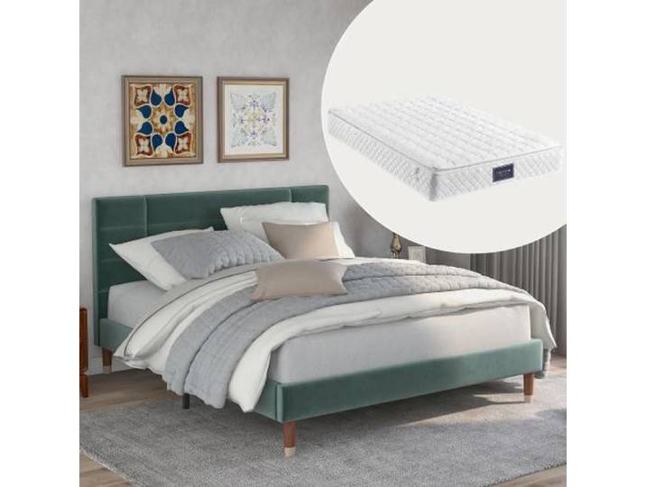 Lit adulte 140x200 cm Avec Matelas adulte junior Vert foncé