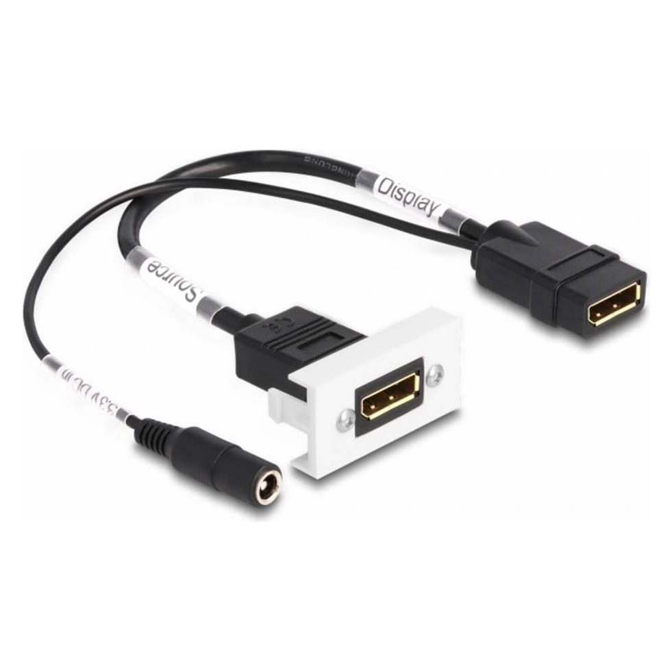 Delock Easy 45 DisplayPort 4K 60 Hz Modul mit DC Einspeisung 2,1 x 5,5 mm und Kabelpeitsche, 22,5 x 45 m... (DisplayPort, DisplayPort) (81385)
