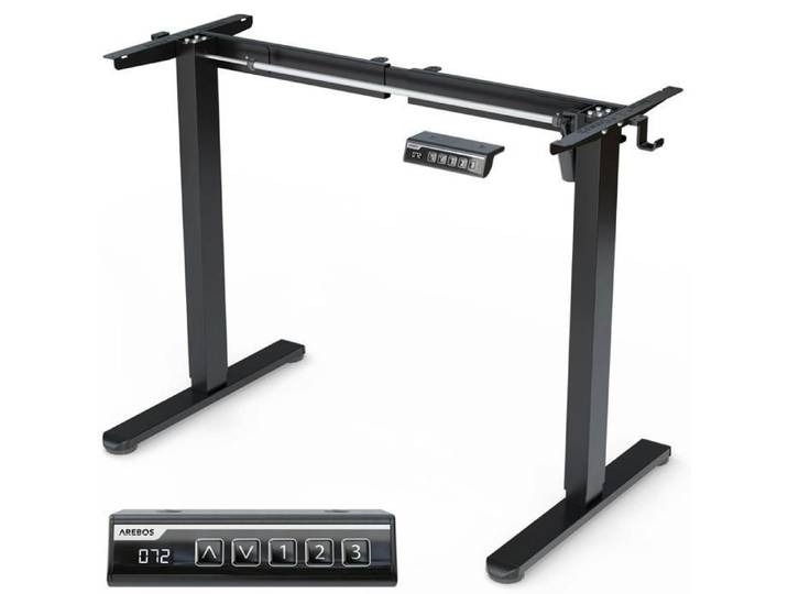 AREBOS Piètement de Bureau Électrique Réglable en Hauteur – 70 5–116 5 cm 3 Positions