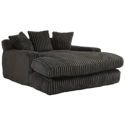 STILVORA Chaiselongue 125x155x63 Kordsofa Bodensofa Schlafcouch 3 Kissen Wohnzimmer Büro Gästezimmer Relaxsofa Komfort Schwarz