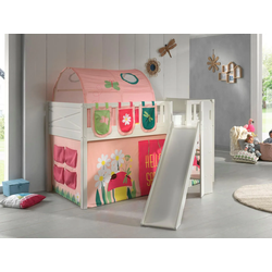KINDERBETT mit Rutsche Karyl Massivholz Weiß Textilset Spring 4