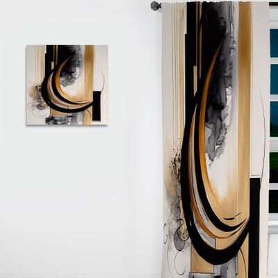 DESIGN ART "Designart ""Gold Touch Art Deco II"" Abstract Curtain - Blackout Abstract Curtain - 1 Panel"