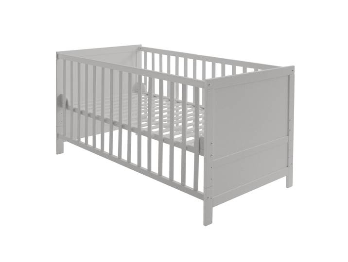 Kombi-Kinderbett 70x140 cm - Höhenverstellbar - 3 Schlupfsprossen - Holz taupe