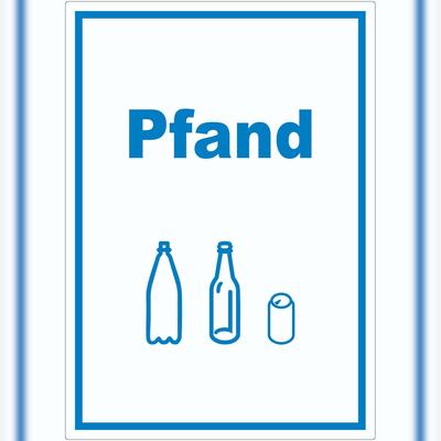 HB-Druck Pfand Mülltrennung Aufkleber Text Symbol Flasche Dose Mehrweg Geld A4 (210x297mm)