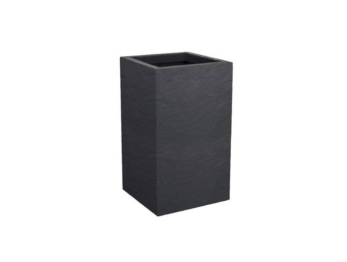 EDA Pot Carré haut VOLCANIA UP Gris anthracite haut avec zone de rétention d'eau Dim. 29,5 x 29,5 x 49,5 cm - Volume 36 L