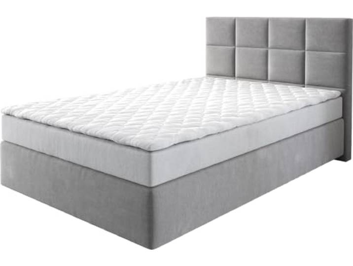 Boxspringbett Dream-Fine Mikrofaser Grau 120x200 cm mit Matratze und Topper