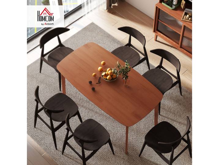 HOMCOM Table à Manger Bois 150x80cm Style Campagnard Marron