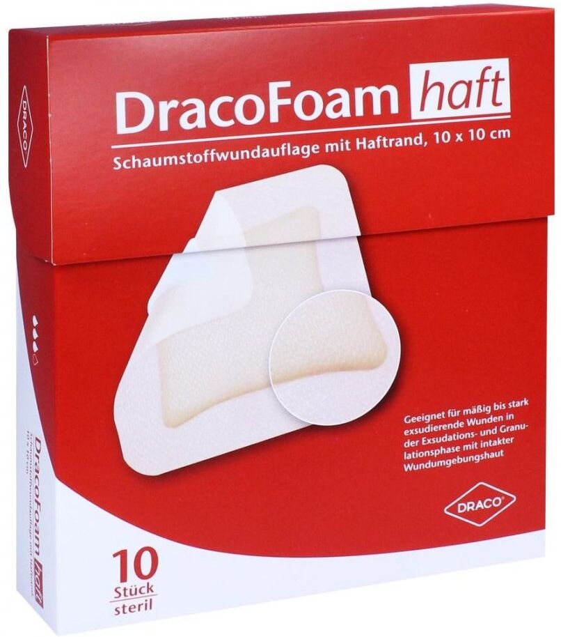 Dracofoam Haft Schaumstoff Wundauflage 10x10cm 10stk