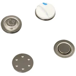10 Magnete für Namensschilder, rund, selbstklebend, Metall, Kunststoff, silber