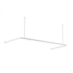 KS Handel 24 Alu Duschvorhangstange Weiss 70x165x70 cm barrierefrei passend für Badewanne, U-Form, inkl. Deckenhalterungen, inkl. Ringe