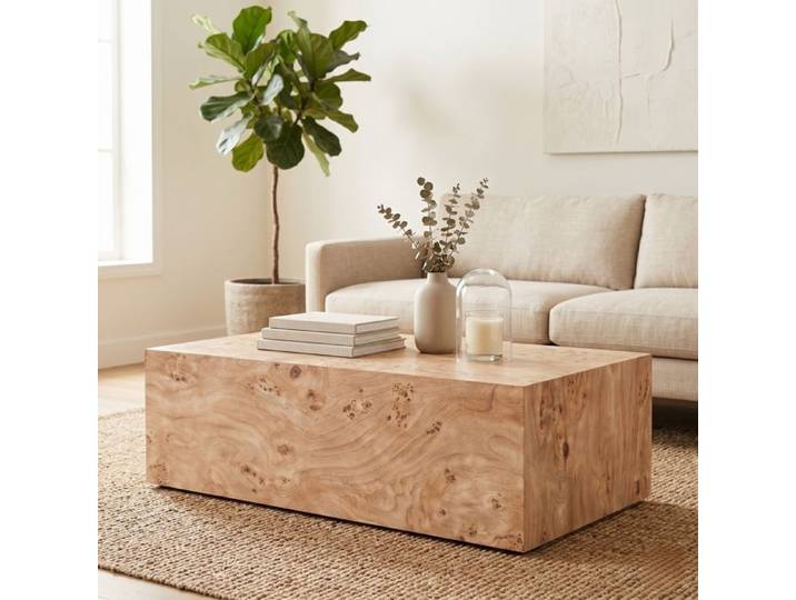 Table basse 90x50x30cm table basse salon sans montage rectangulaire style minimaliste patins anti-dérapants MDF bois clair