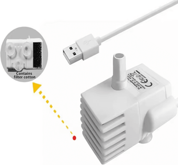 Inspire Curations FreshFlow USB Water Fountain Replacement Pump For Pets white With Cotton