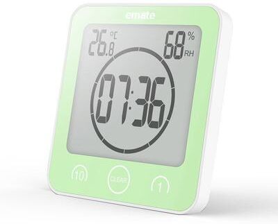 Daily Discovery Digital Bathroom Wall Clock Temperature Humidity Display Shower Timer green