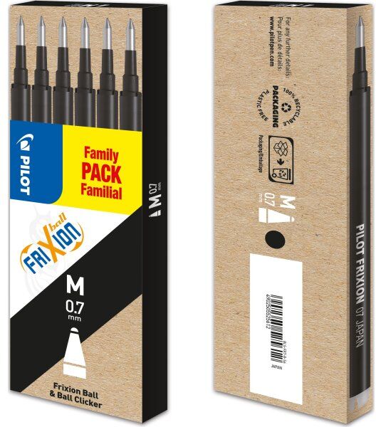 Pilot Frixion Refill   M   Sort   6 Stk.