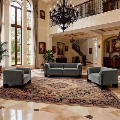 Uixe Mid-Century Tuxedo Arm Roomy Barrel Chair Oversized Loveseat Sofa
