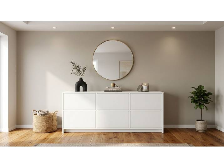 Schlichtes Sideboard – kostenlose Holzmuster MDF Beschichtet MDF Weiß matt