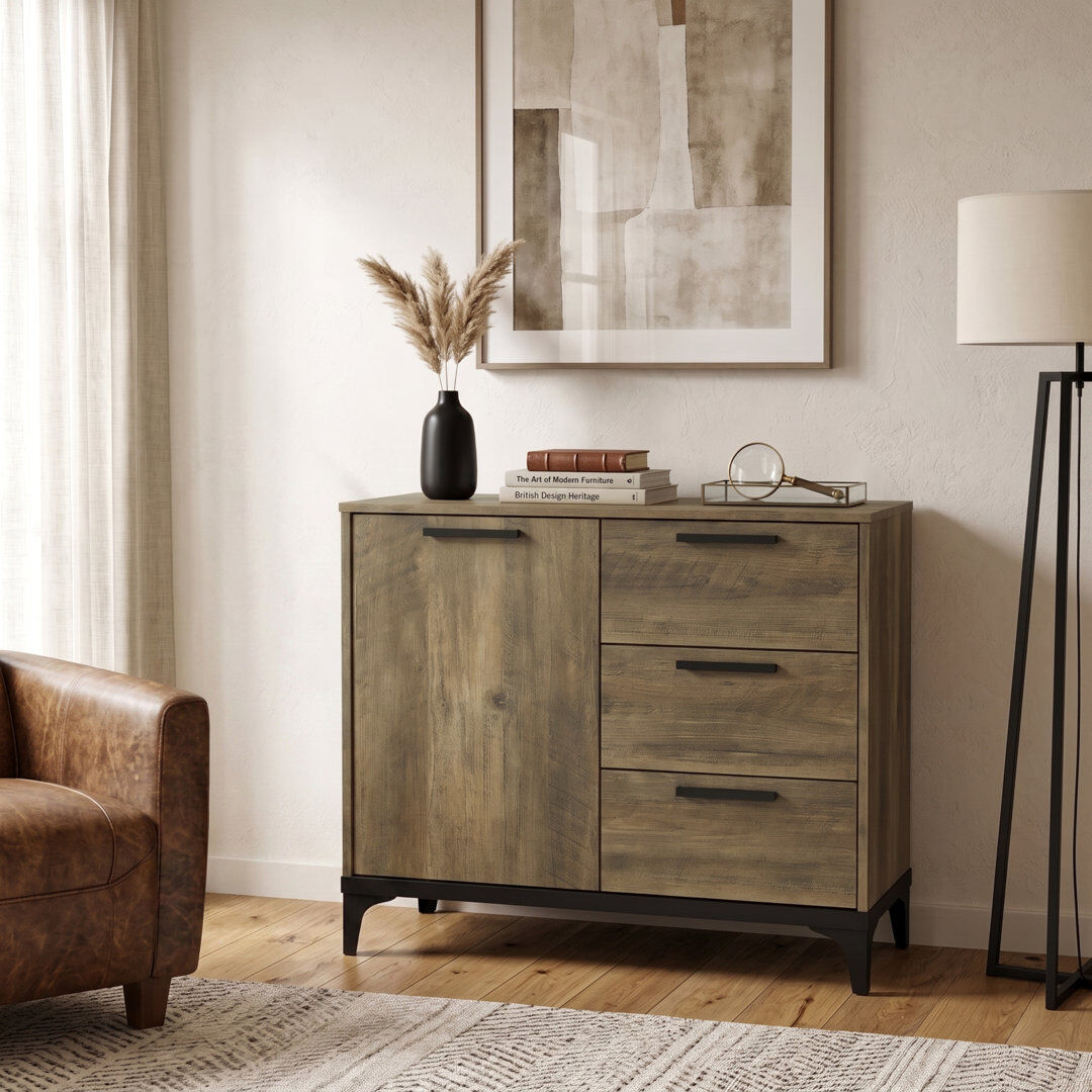 Rio Laurence 1 Door 3 Drawer Sideboard Knotty Oak 74.2cm H X 78.4cm W X 39.8cm D