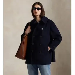 Polo Ralph Lauren für Damen. 211966536001 Marineblauer Melton-Mantel aus Wolle (M), Klassisch