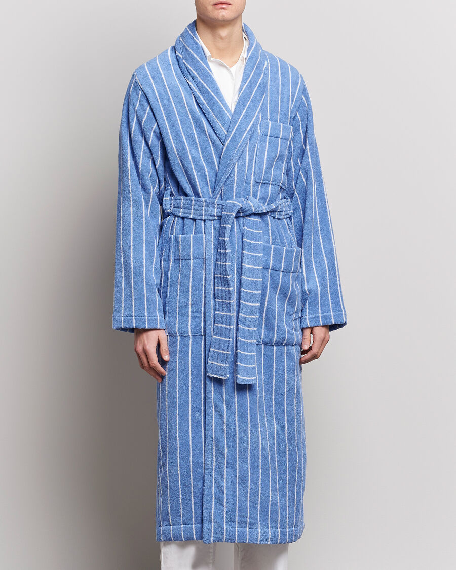 Tekla Organic Terry Classic Bathrobe Marseille men M Blå