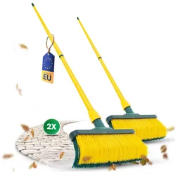 Krallenbesen Set 40 cm Holz mit Stiel Schneebesen Kratzbesen Rasenbesen Besen für draußen Outdoor Garden Broom (2 , 40 cm Besen mit Stiel)