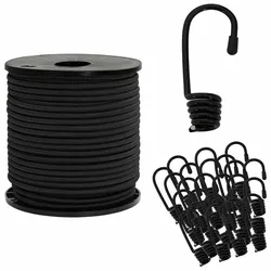 vidaXL Bungee-Schnüre mit Haken 6 mm Schwarz PP und Gummi